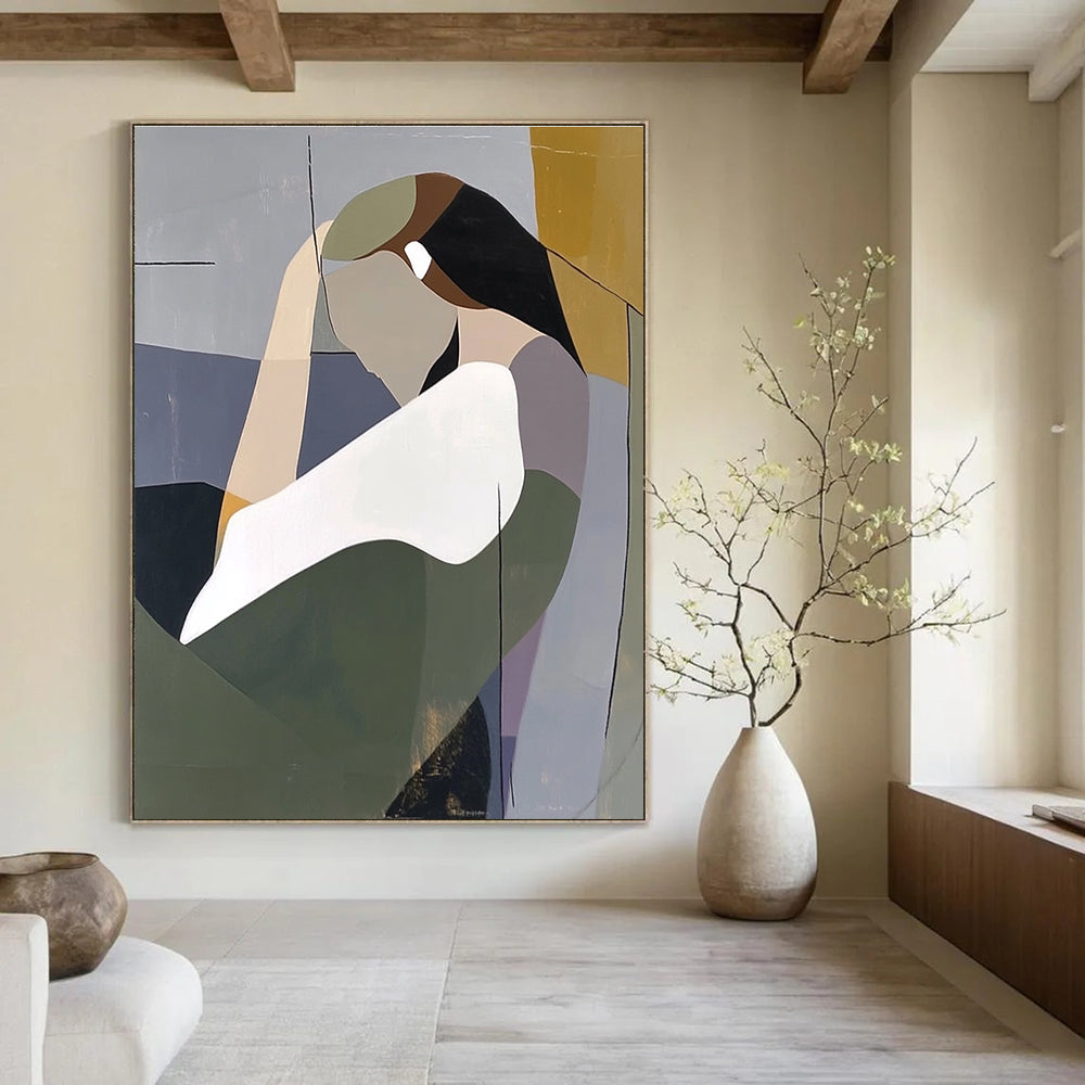Abstracted Contemplative Figure Modern Portrait Abstract Painting GAB0267