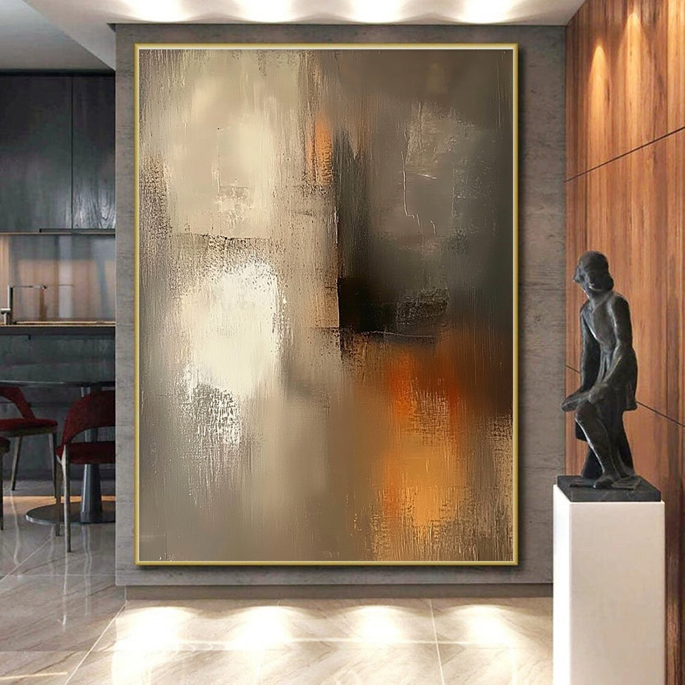 Gray - Orange Abstract Painting with Muted Drama WINK531