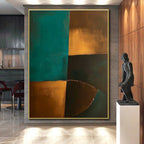 Teal Gold Geometric Abstract Painting with Luxe Simplicity WINK707
