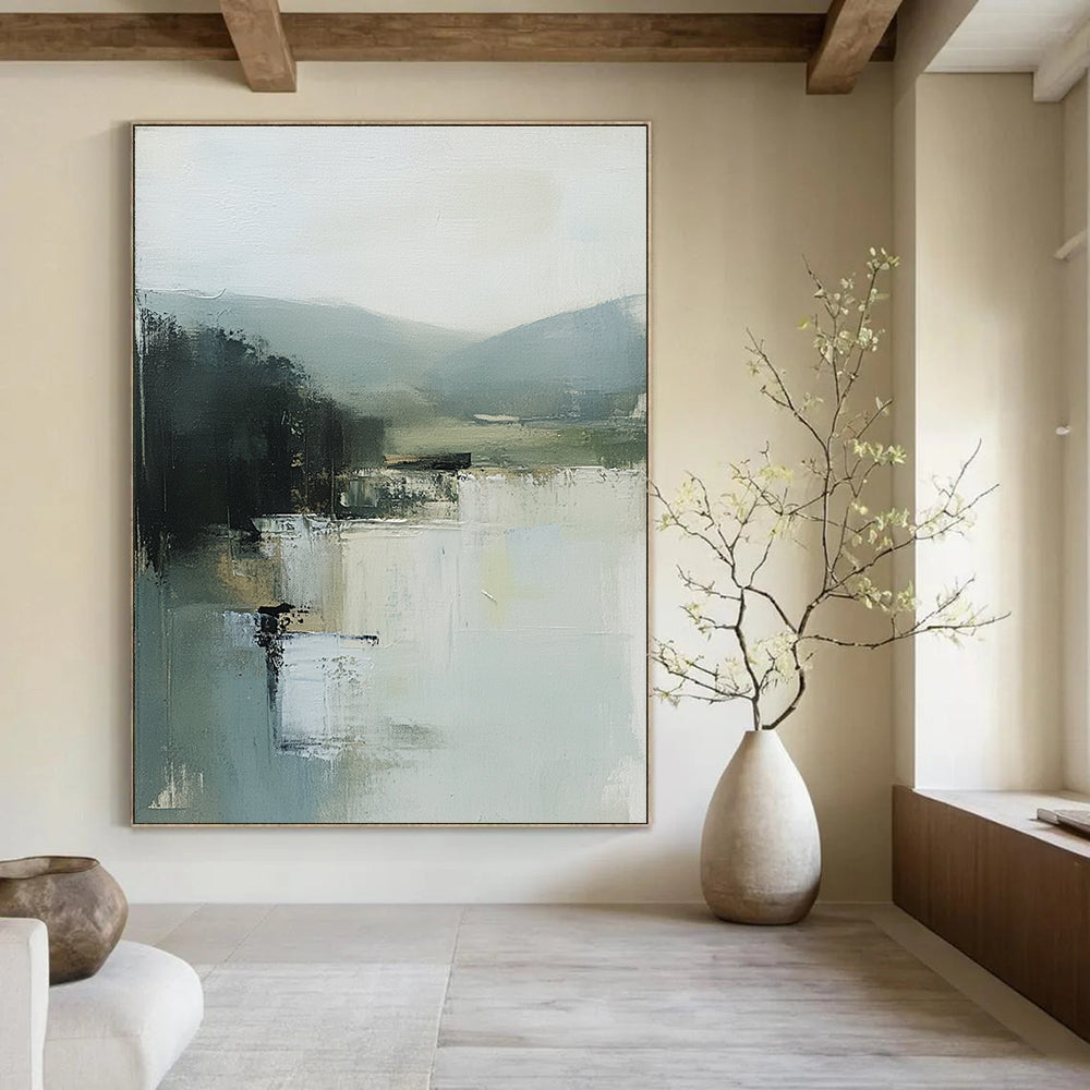 Misty Landscape Abstract Painting for Serene Home Offices GAB1280