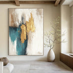 Neutral and Gold Abstract Painting for Minimalist - Luxury Homes GAB0896