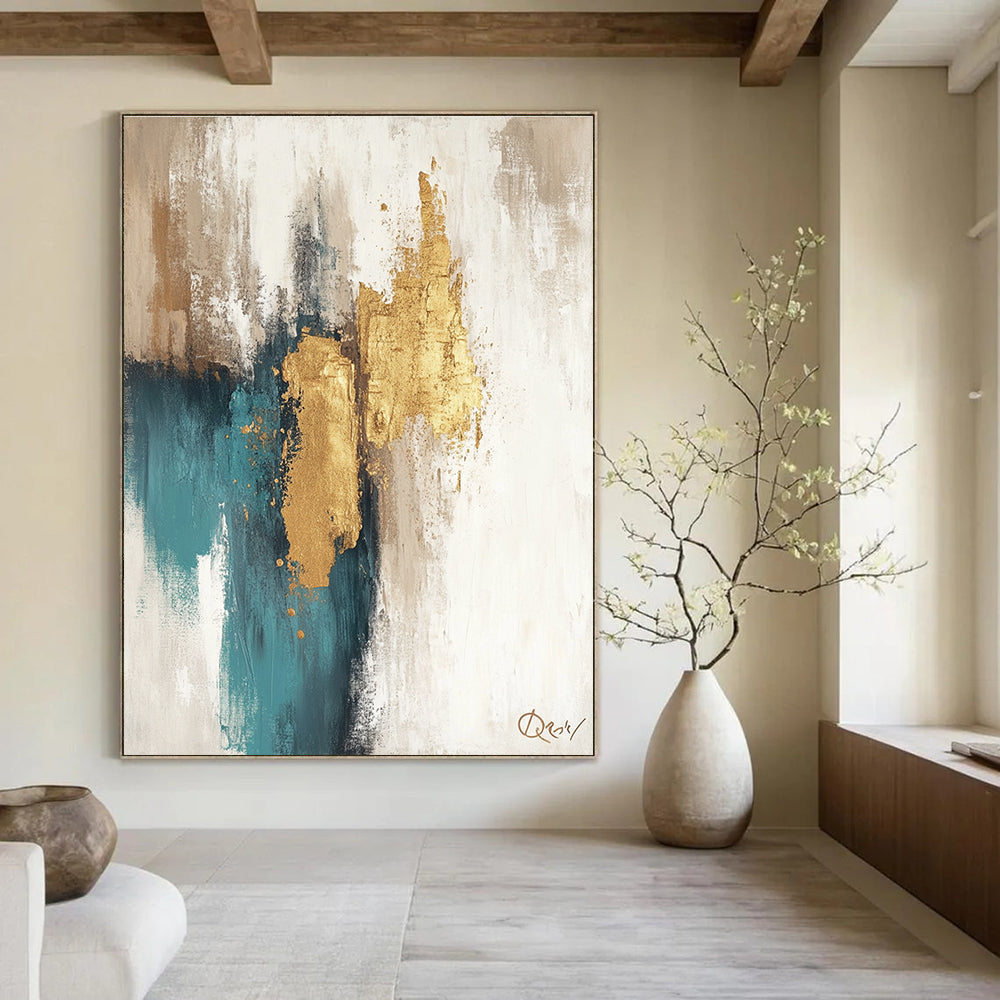 Neutral and Gold Abstract Painting for Minimalist - Luxury Homes GAB0896