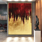 Red Gold Abstract Painting with Regal Drama WINK729