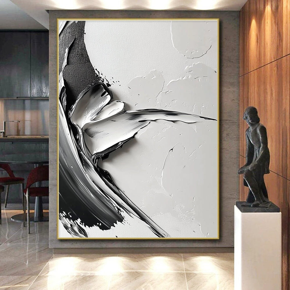 Gray - Toned Abstract Swirl Painting with Quiet Dynamism WINK355