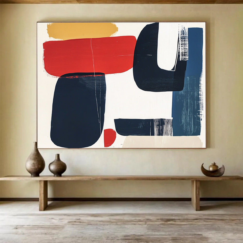 Dynamic Geometric Abstract with Red and Black ABS083