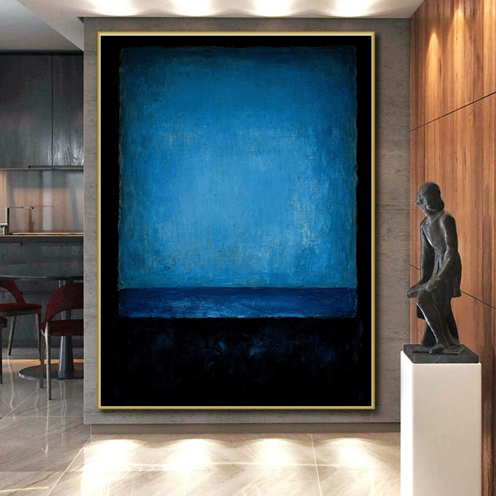 Deep Blue Monochrome Abstract Painting with Quiet Intensity WINK224