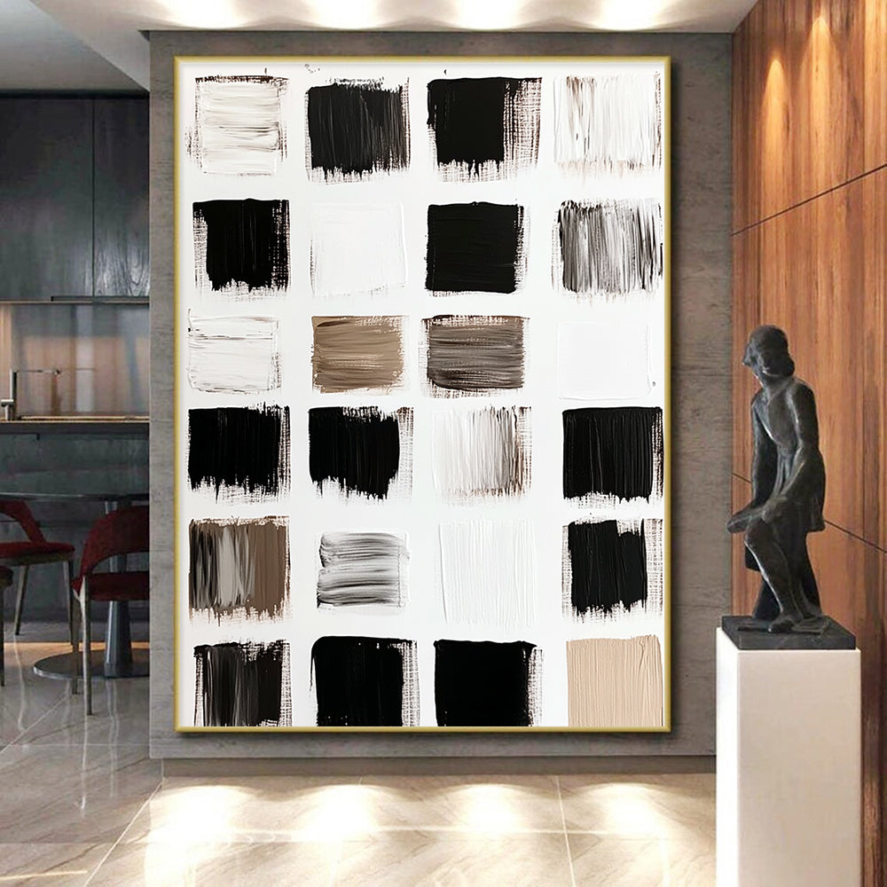 Monochrome Color Swatches Abstract Painting with Textured Hues WINK111