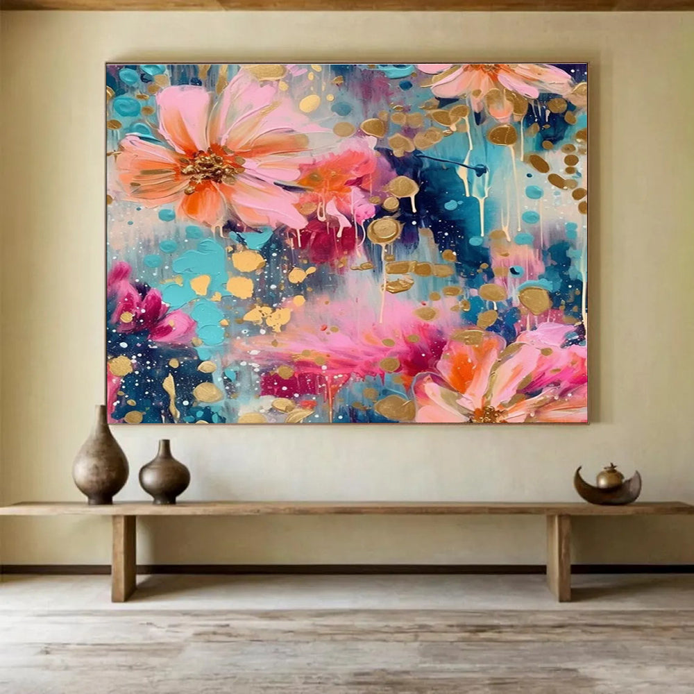 Floral Color Burst Abstract Painting for Luxury Spa Resorts YHT289
