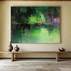 Forest Reflection Abstract Painting with Deep Greens and Purples ABS267