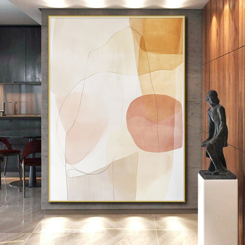 Translucent Shapes in Warm Tones Abstract Painting with Gentle Layers WINK260