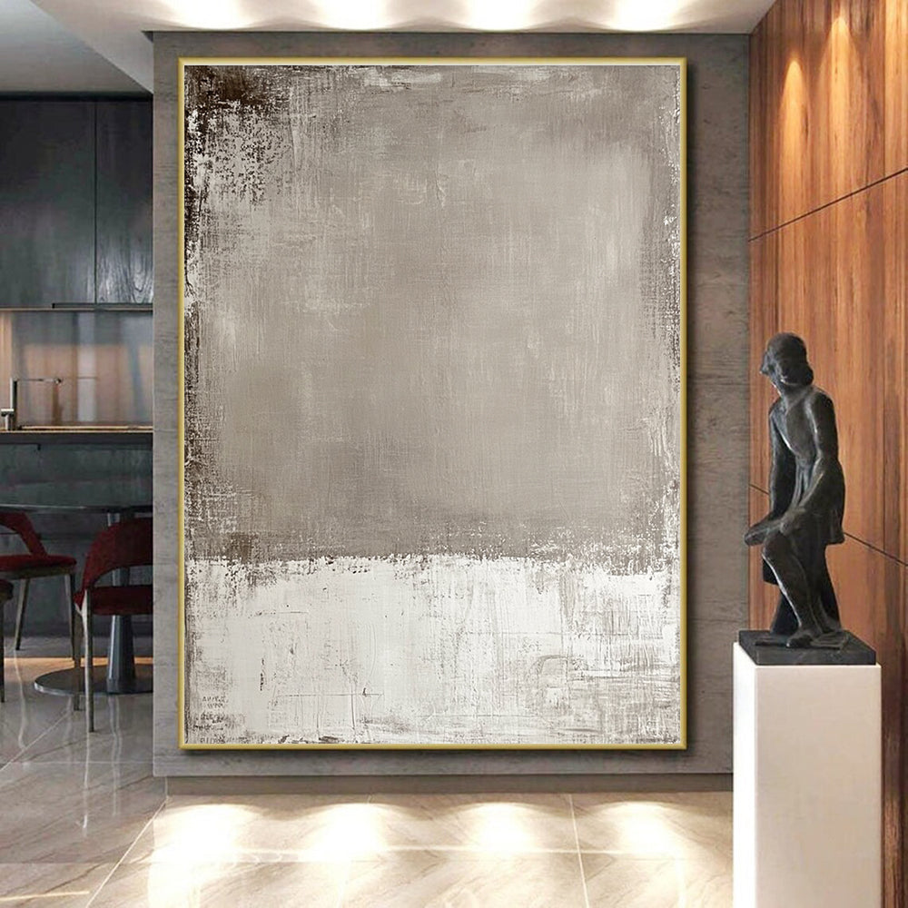 Taupe and White Abstract Painting with Understated Contrast WINK122
