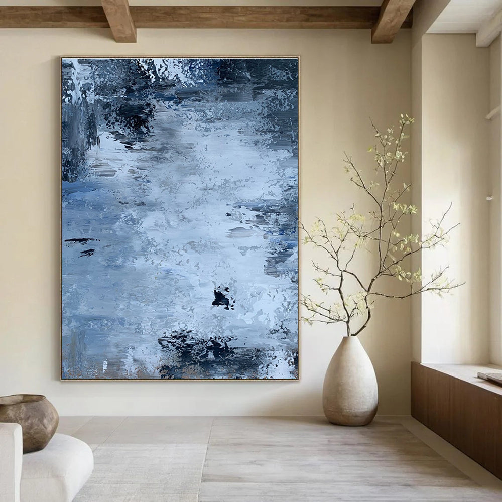 Subtle Blue - Gray Abstract Textures Painting for Calm Interiors HENG251