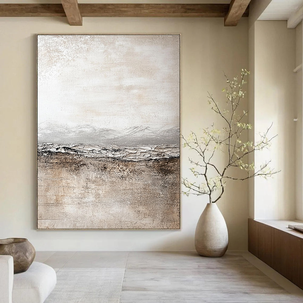 Textured Neutral Landscape - Rustic Minimalist Abstract Painting GAB0444