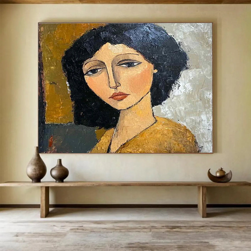 Stylized Portrait Abstract Painting for Artistic Home Libraries YHT248