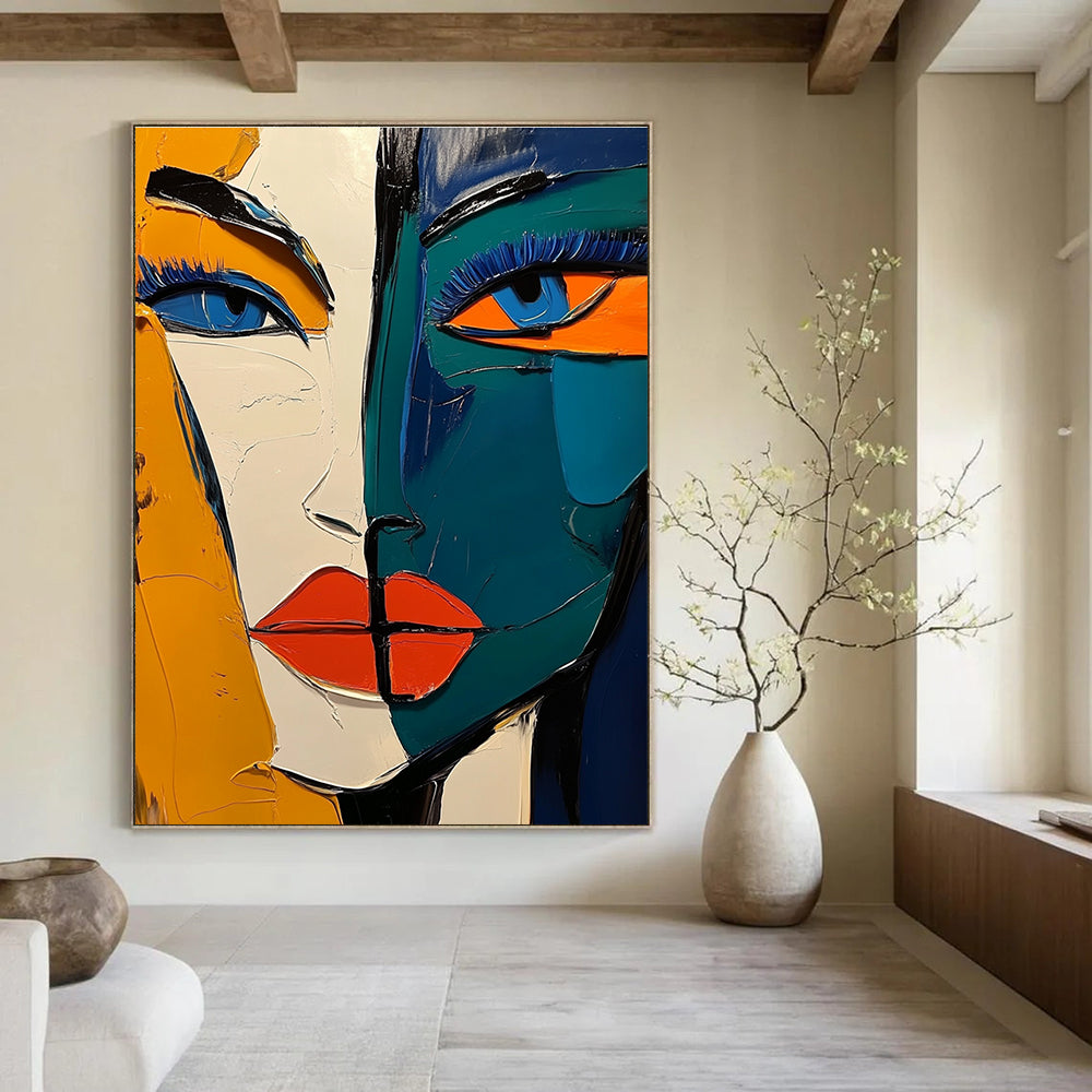 Colorful Cubist Portrait - Bold Figurative Abstract Art GAB0485