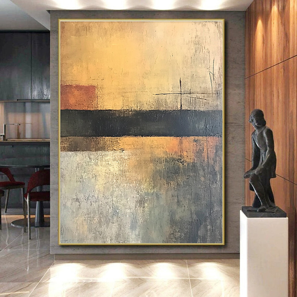 Minimalist Horizon Abstract Painting with Quiet Contemplation WINK762