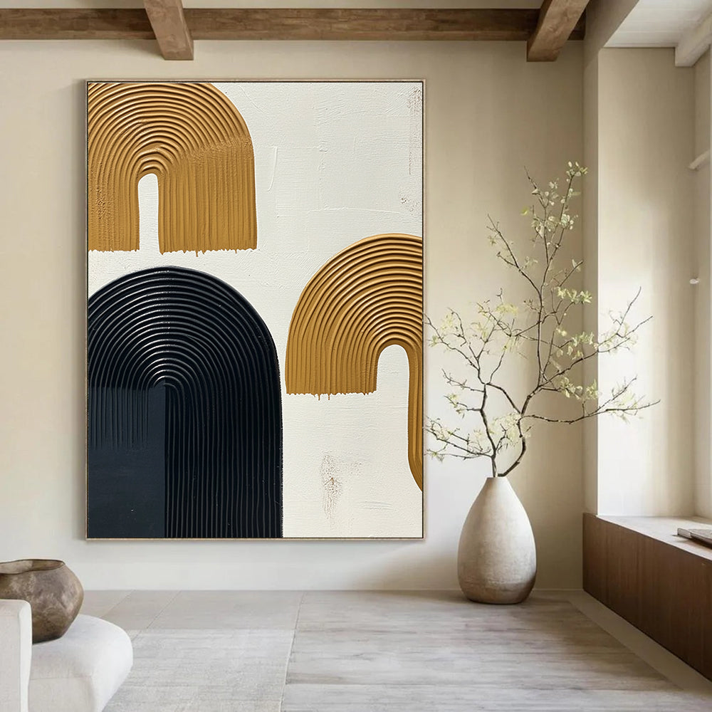 Textured Arched Shapes Abstract Painting for Modern - Styled Hallways GAB1050