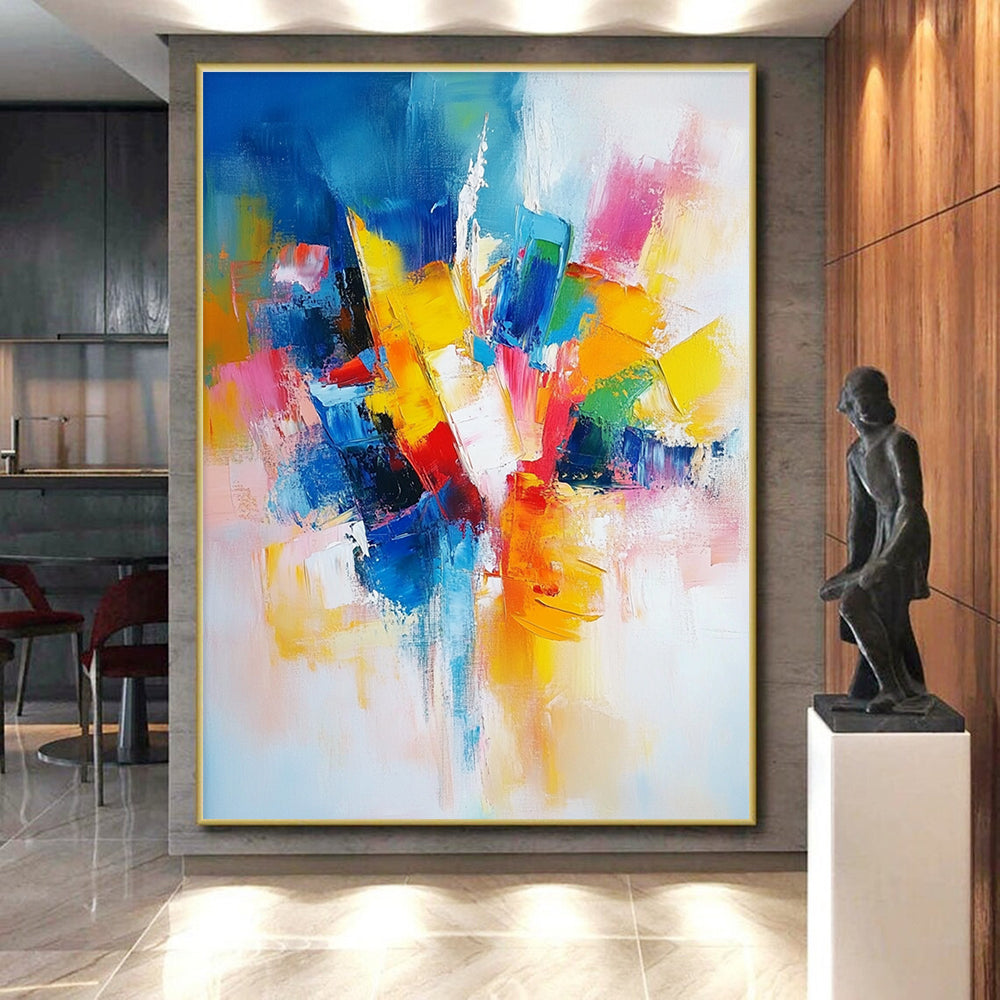 Vivid Color Block Abstract Painting with Bold Combinations WINK576