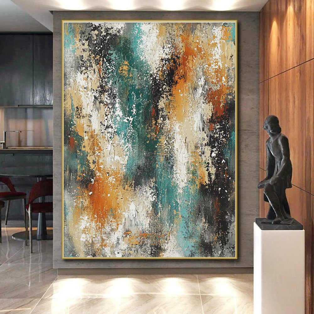 Textured Color Burst Abstract Painting with Vibrant Energy WINK783