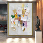 Colorful Collage Gold Abstract Painting with Playful Luxury WINK482
