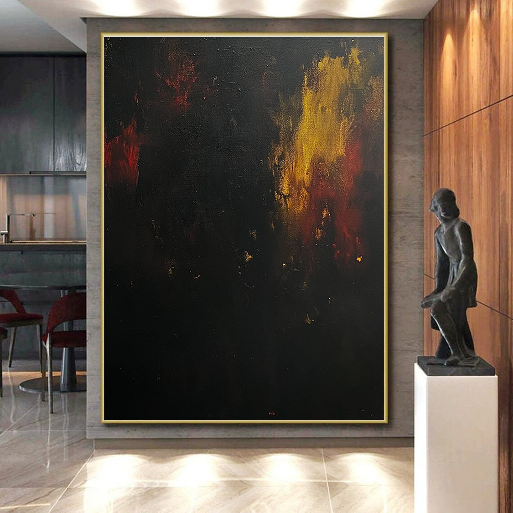 Dark Abstract Flames Painting with Mysterious Intensity WINK438