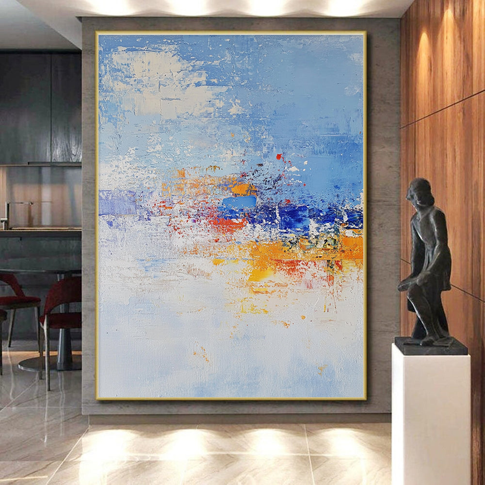 Blue - Orange Abstract Splash Painting with Vibrant Energy WINK429