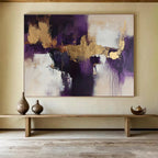 Purple and Gold Abstract with Dripping Accents Abstract Painting ABS371