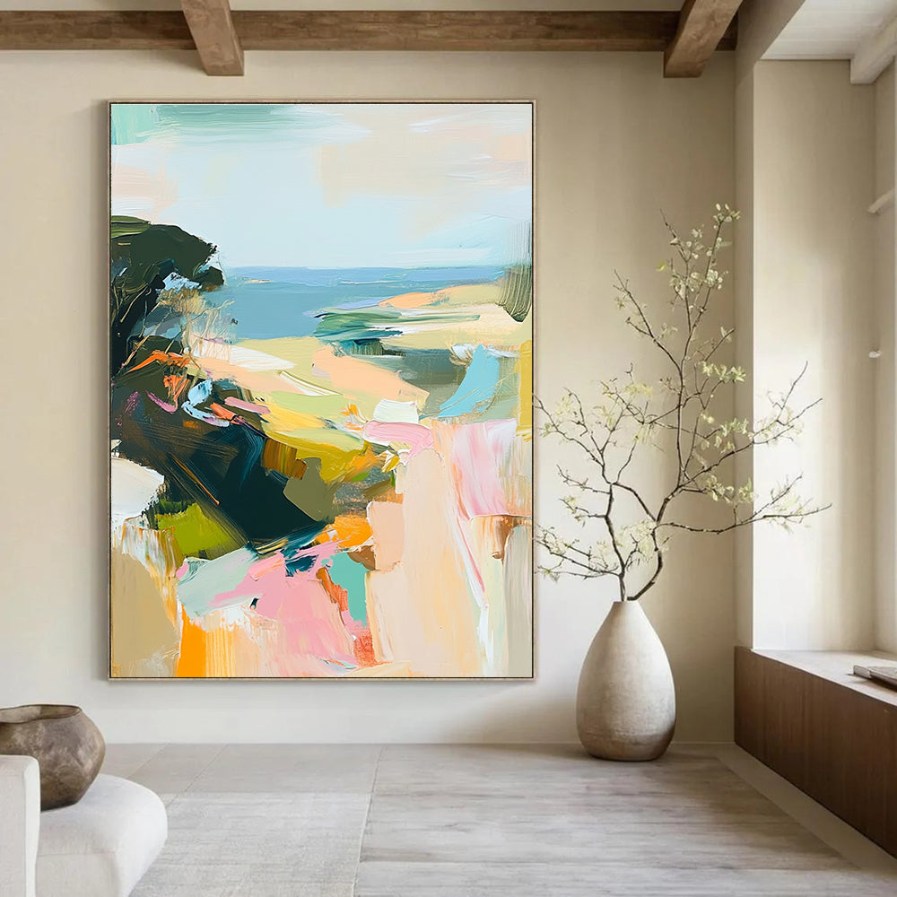 Pastel Coastal View - Soft Landscape Abstract Painting GAB0604