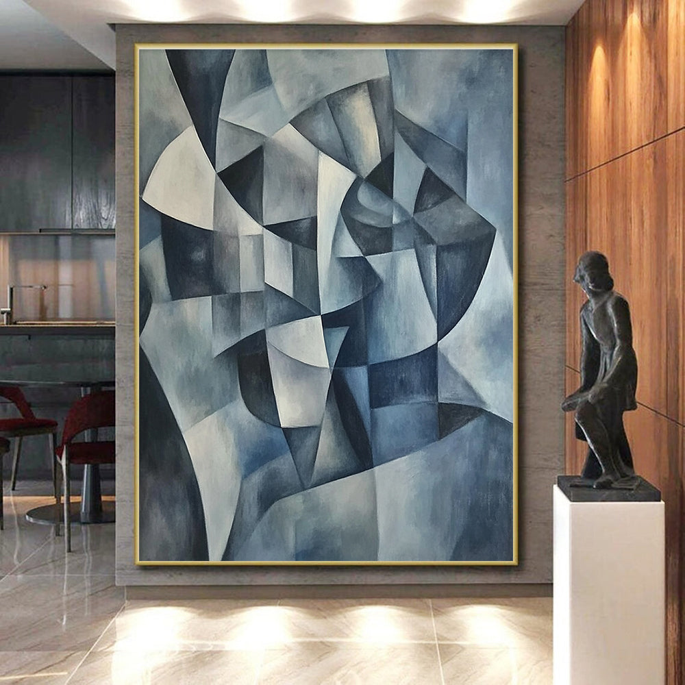 Monochromatic Geometric Abstract Painting with Precision WINK591