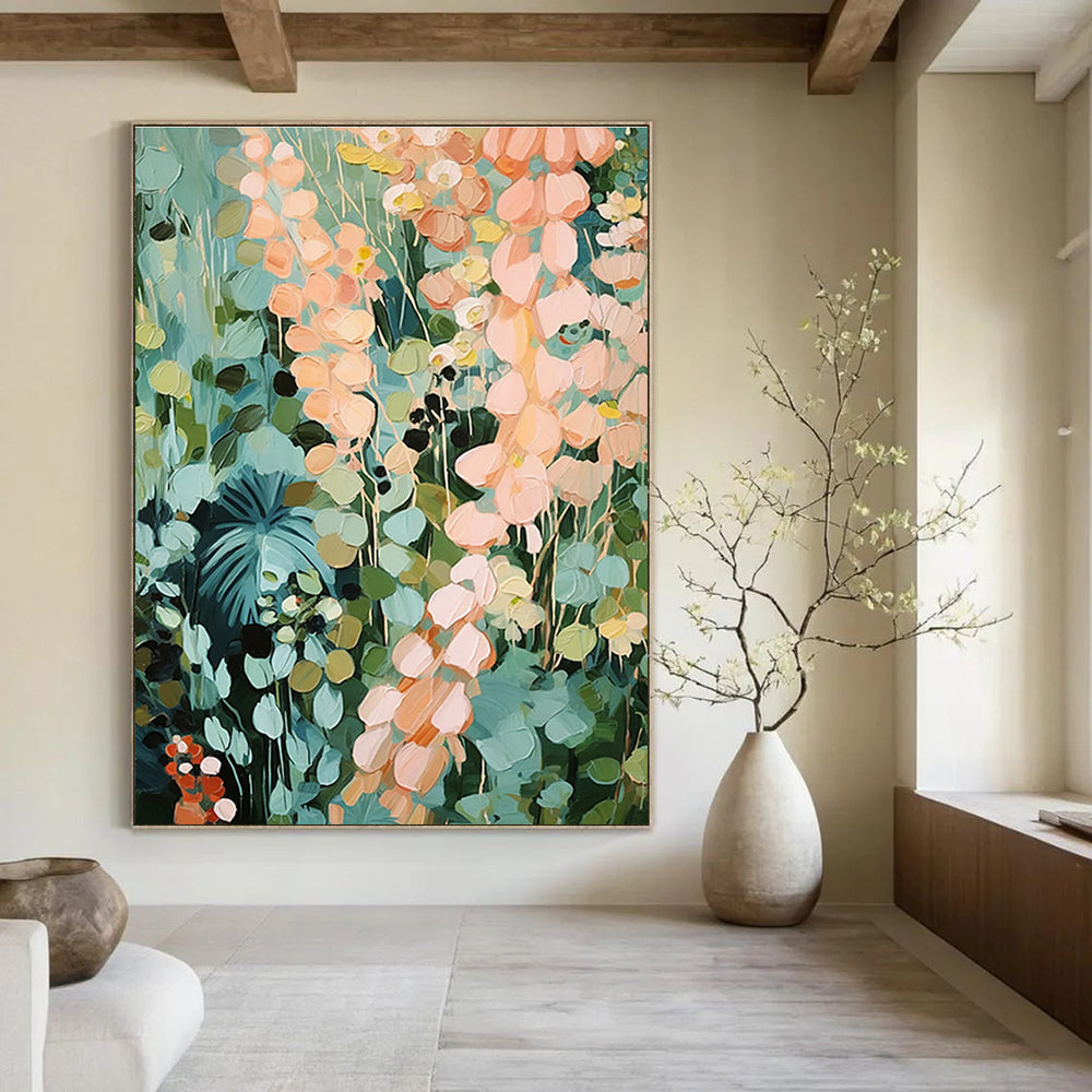Soft Floral Field Abstract Painting for Relaxing Sunrooms HENG428