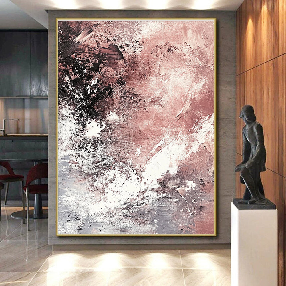 Pink Black White Abstract Painting with Soft Edge WINK745