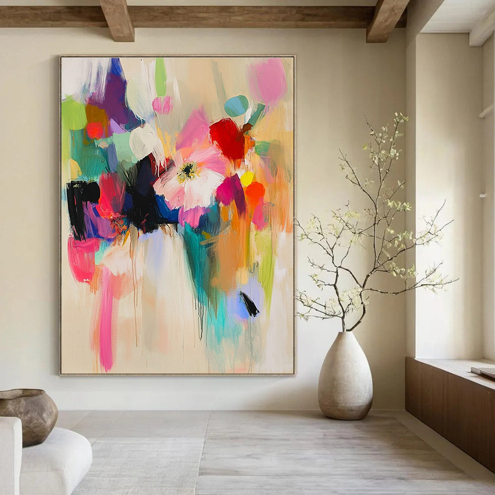 Colorful Floral Abstract Painting for Bohemian - Style Living Rooms GAB1240