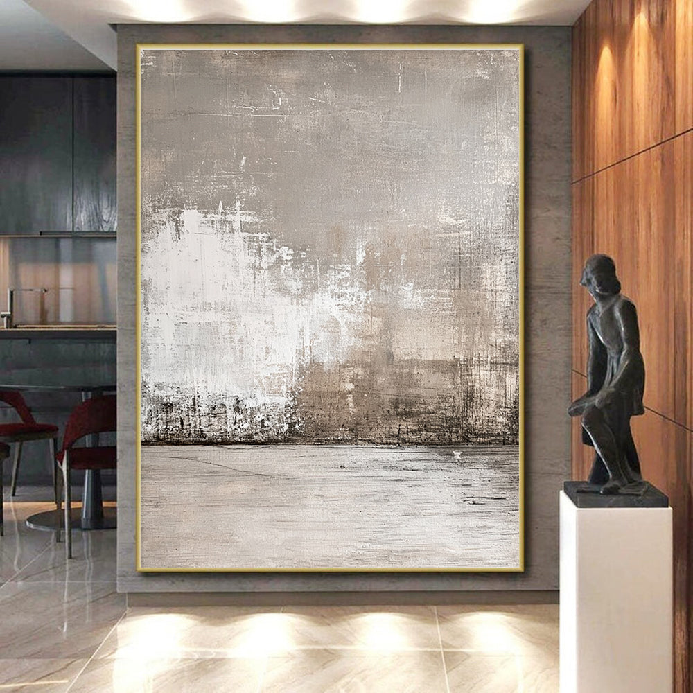 Light Gray Abstract Painting with Muted Complexity WINK121