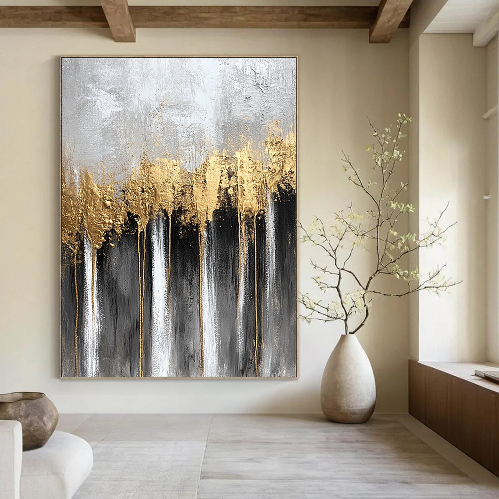 Gold Drip Abstract Painting for Luxe - Inspired Bedrooms GAB0859