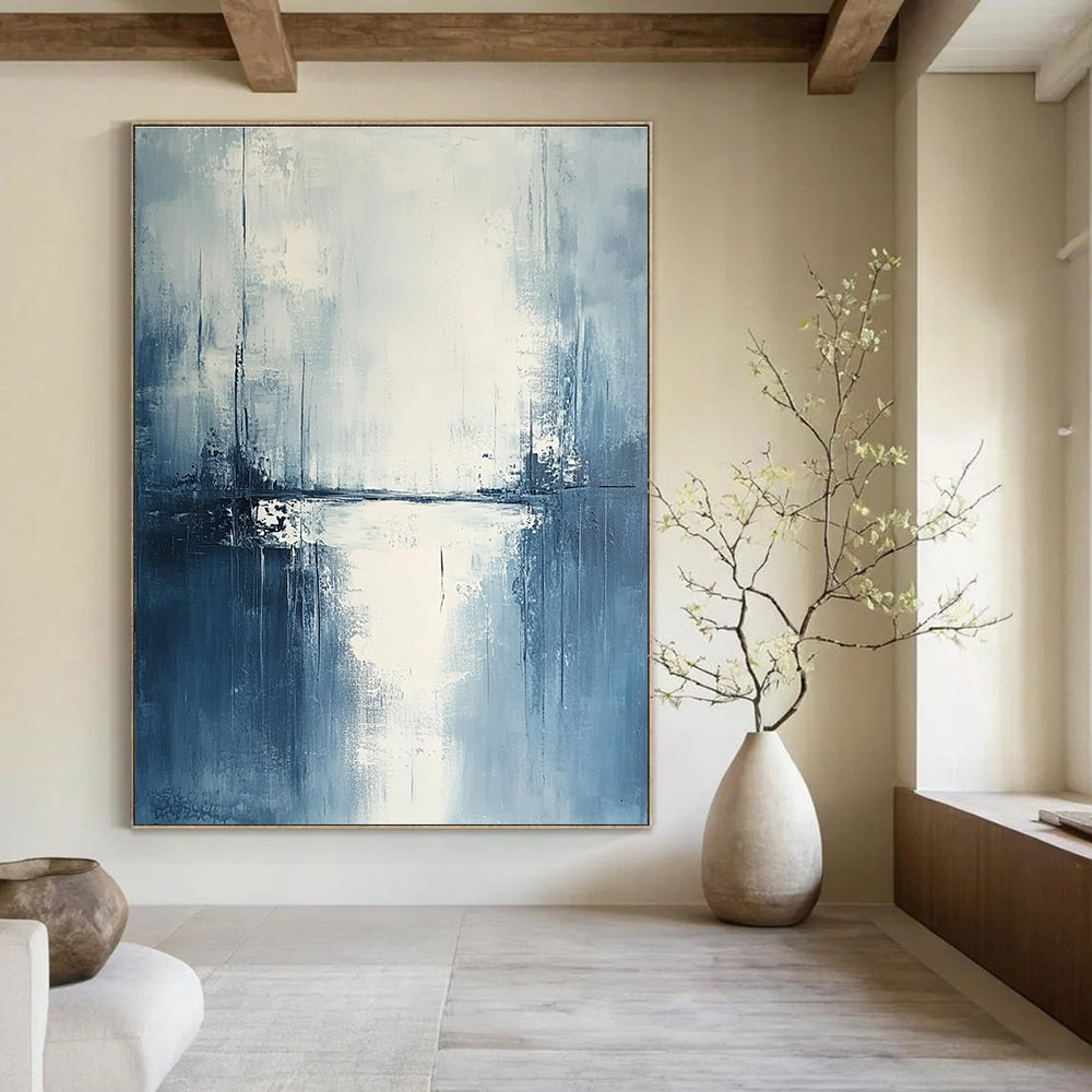 Blue and White Abstract Painting for Coastal - Inspired Bedrooms GAB0782