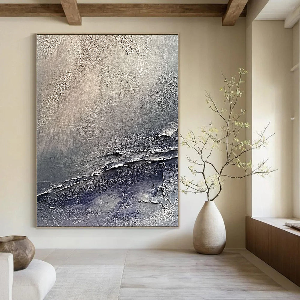 Textured Grey Layers Abstract Painting of Subtle Depth GAB0085