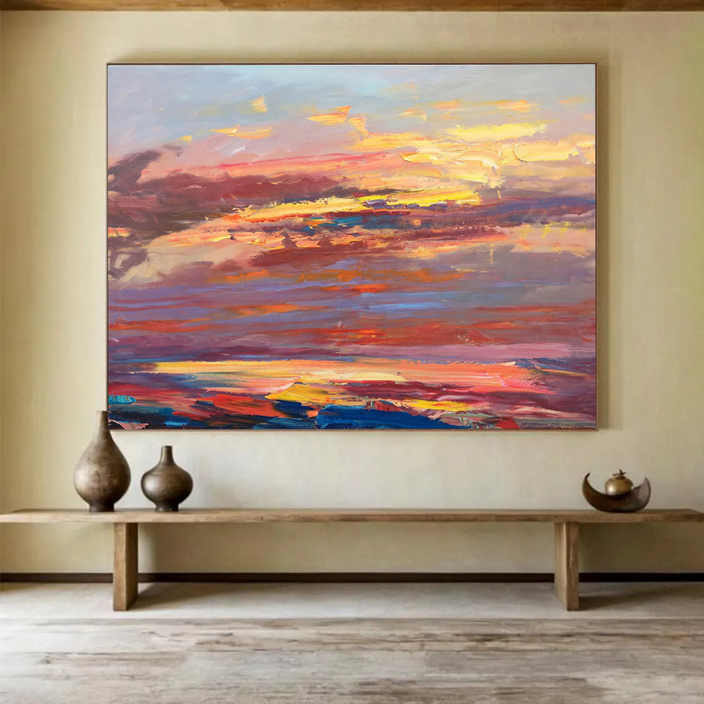Sunset Sky Abstract Painting for Rooftop Bar Lounges YHT444