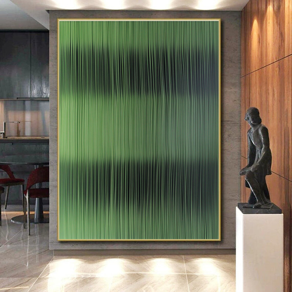 Green Striped Abstract Painting with Subtle Gradients WINK842