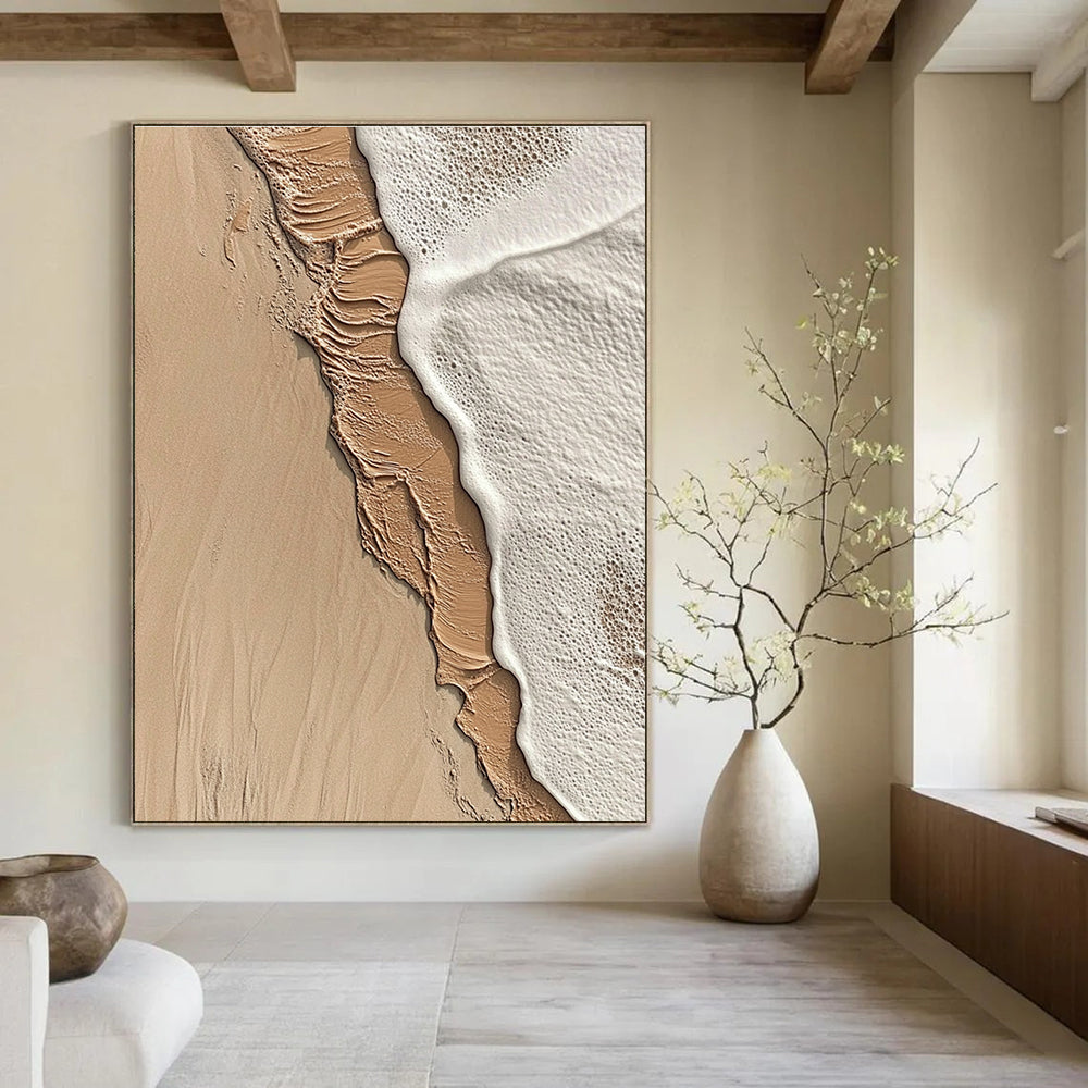 Beach Wave Textured Abstract Painting for Coastal Home Living Rooms GAB1333