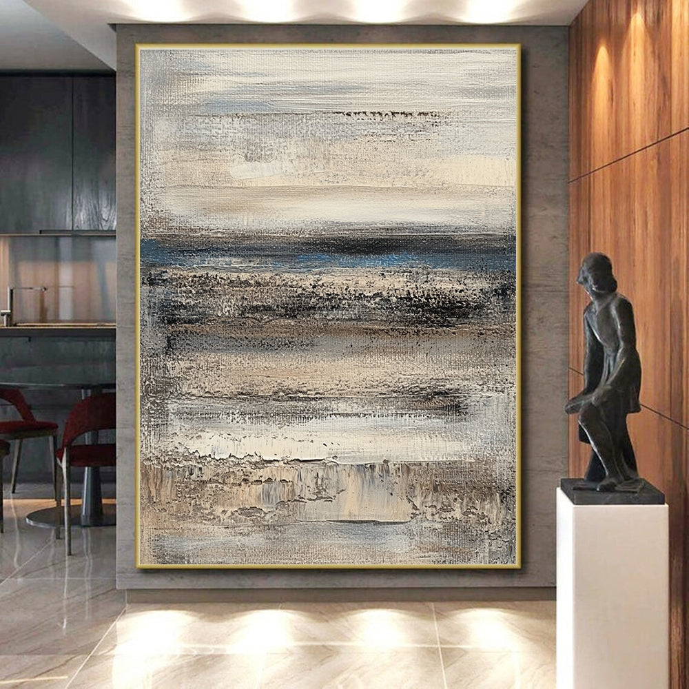 Gray and Blue Textured Layers Abstract Painting with Coastal Calm WINK285