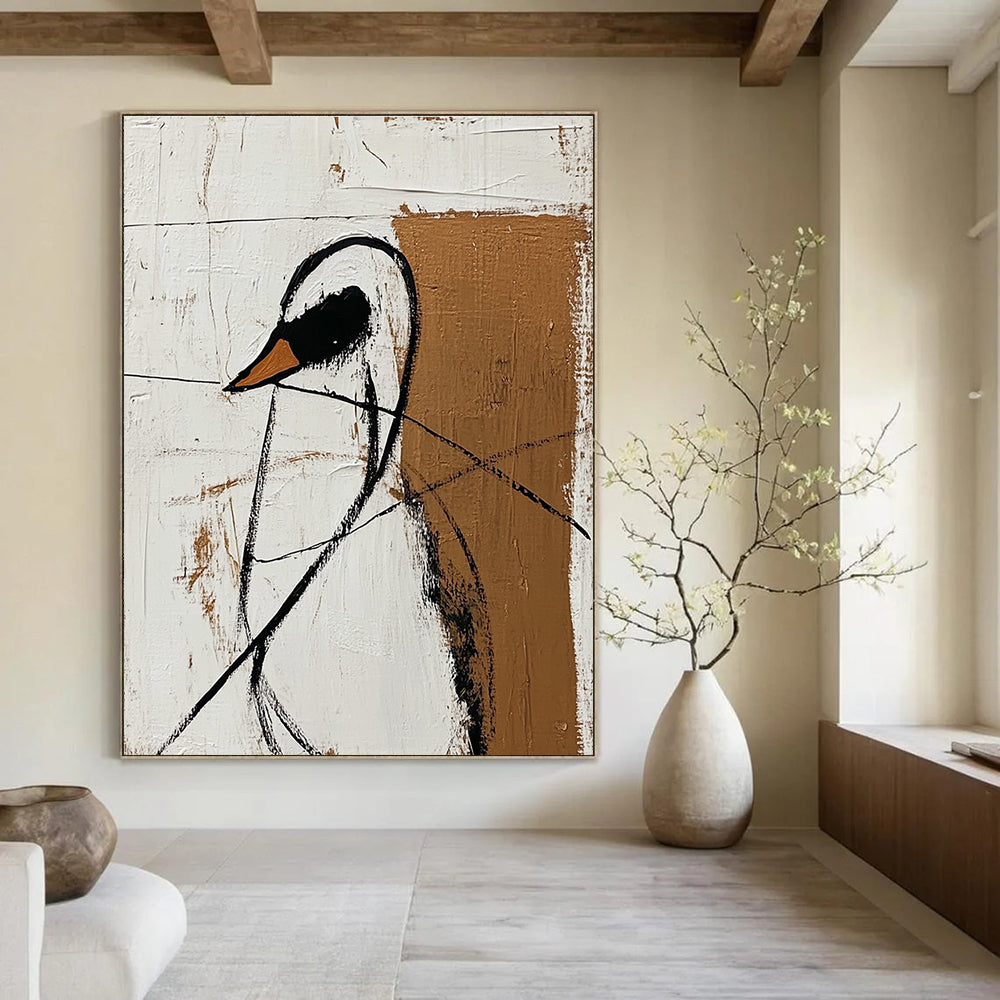 Minimalist Bird Abstract Painting for Nature - Loving Studies GAB0962