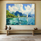 Sailing and Mountain Abstract Painting for Nautical - Themed Clubs YHT413