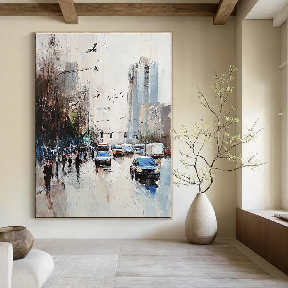 City Street Scene Abstract Painting with Dynamic Elements GAB0050