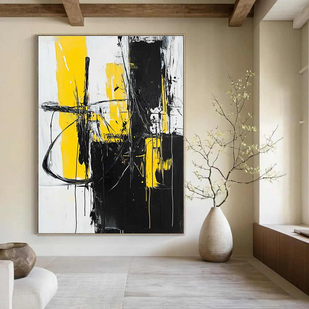 Yellow Black Abstract - Dynamic Color - Block Abstract Painting GAB0650
