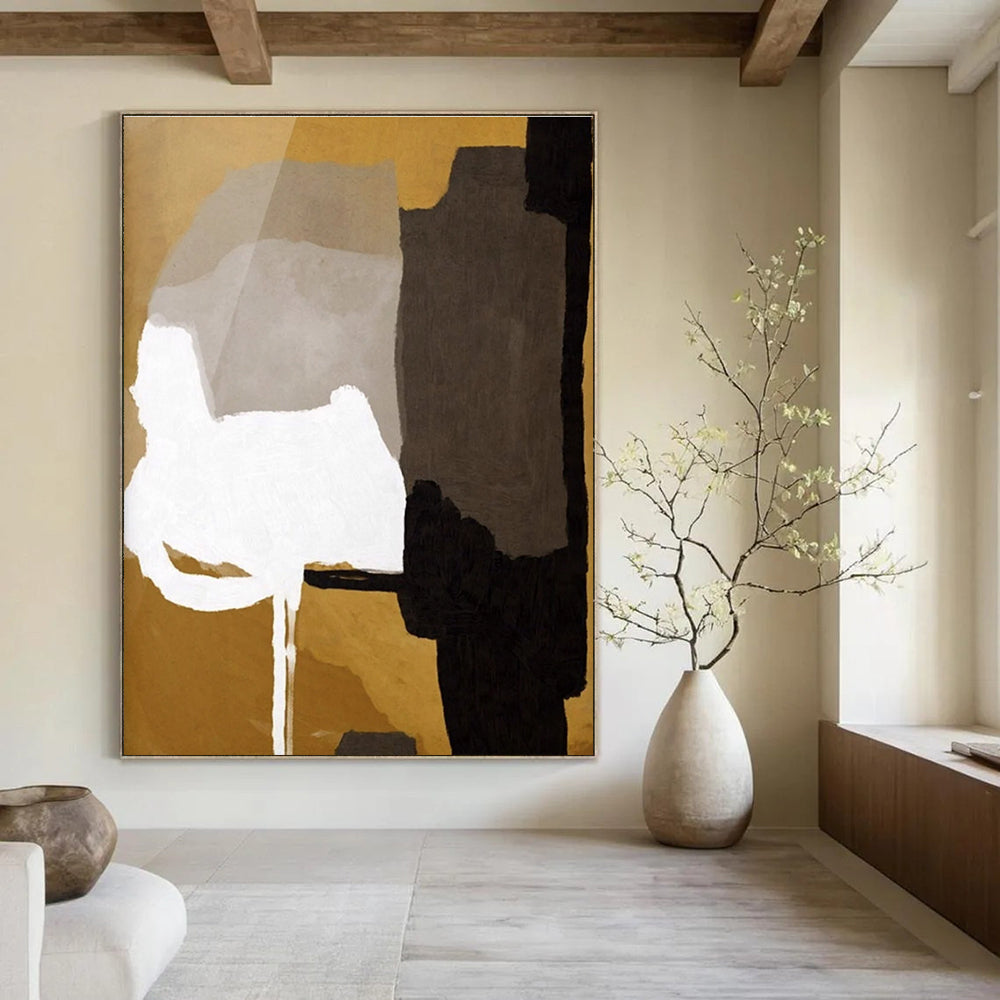 Modern Geometric Color Block Abstract Painting for Sleek Interiors HENG236