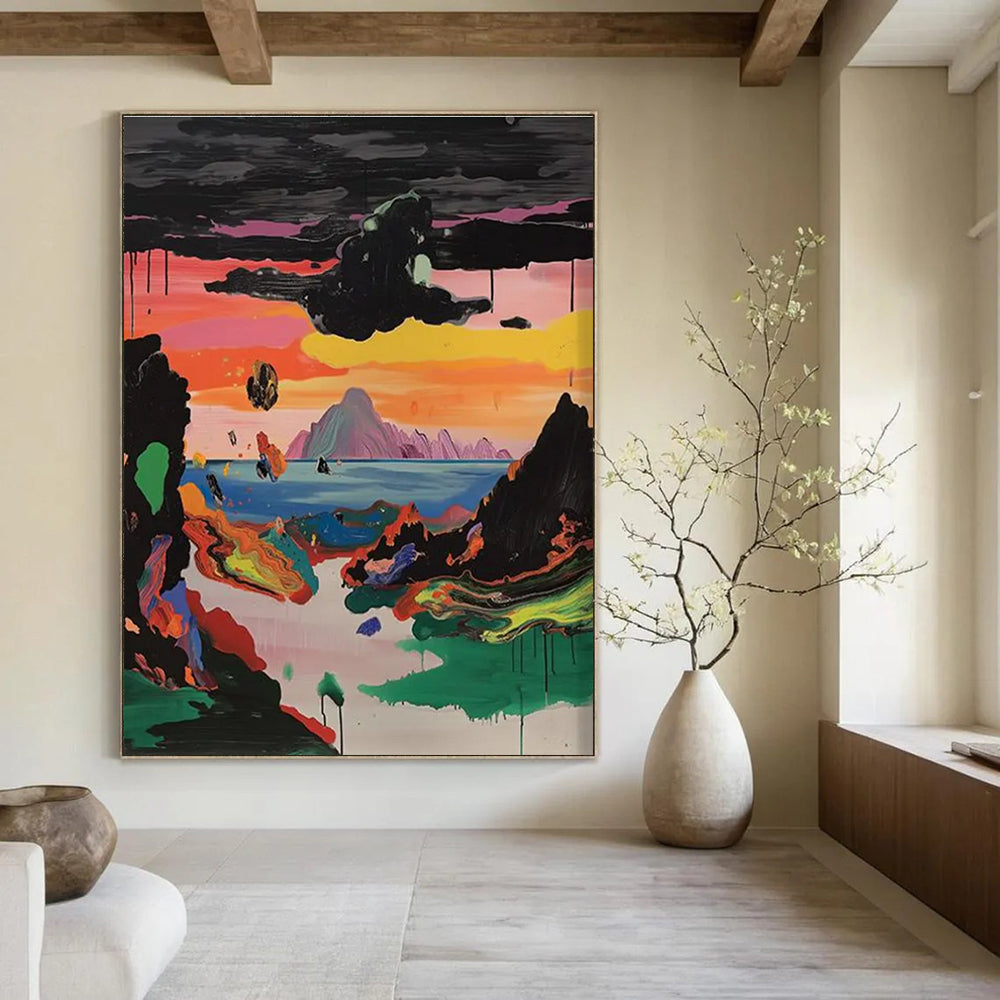 Surreal Colorful Landscape Abstract Painting for Dreamy Art Installations HENG107