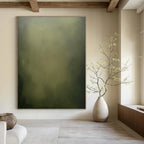 Muted Green Abstract Painting for Serene Spa Waiting Areas HENG486