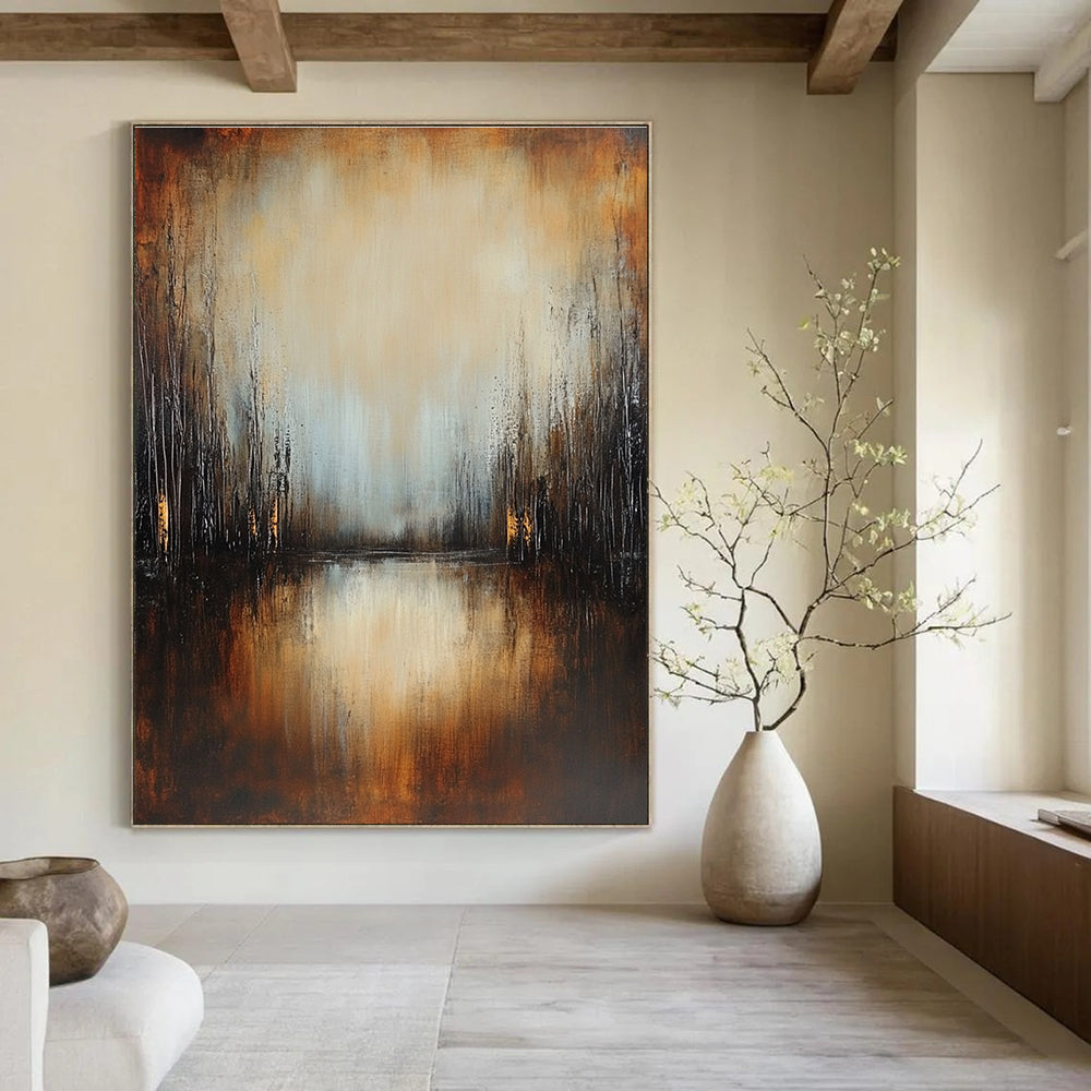 Forest Lake at Dusk - Mystical Landscape Abstract Painting GAB0581