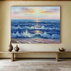 Sunset Sea Abstract Painting for Nautical - Inspired Living Rooms YHT218