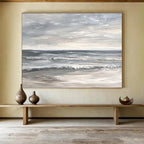 Gray - Toned Seascape Abstract Painting with Calm Serenity ABS435